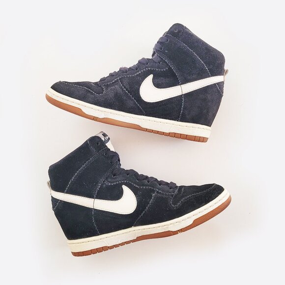 Nike Dunk Sky-Hi Wedge Heel Black/White Women's Sneakers 528899-002 - Size 7.5 - Picture 7 of 9